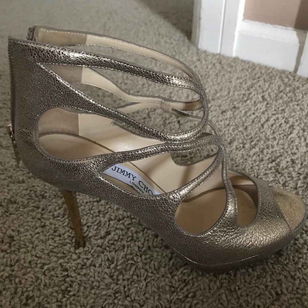 Jimmy Choo Glitter Leather Sandals
